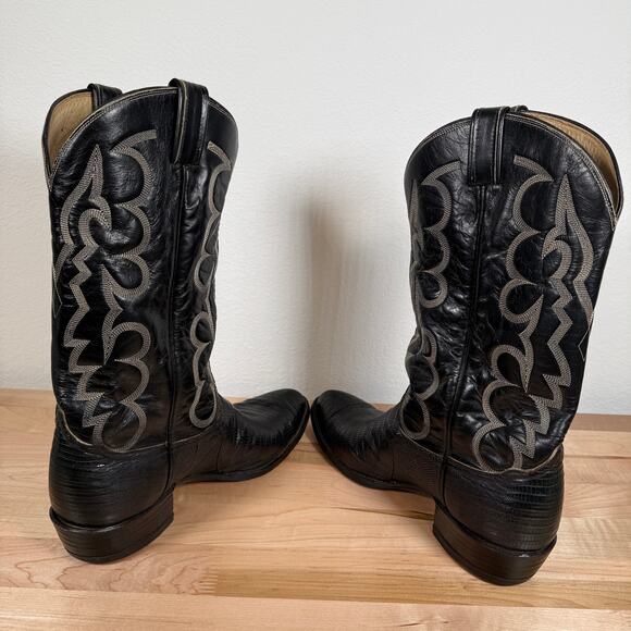 Tony Lama Black Label Lizard Cowboy Boots Men 11 B Western Exotic Leather main image 4